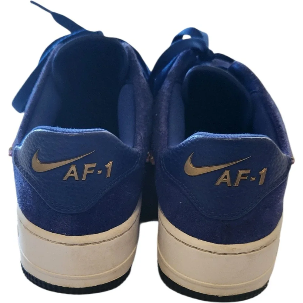 Nike Air Force 1 Sage Low Deep Royal Blue Suede Pink Jelly Swoosh CI3482-400 9.5
